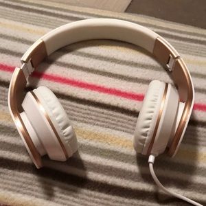 Rose Gold and White Headphones